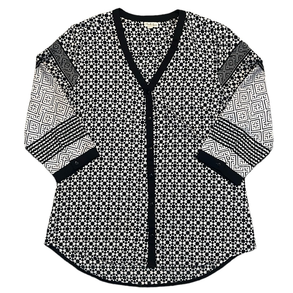 🌻 Antilia Femme Black and White Printed Blouse